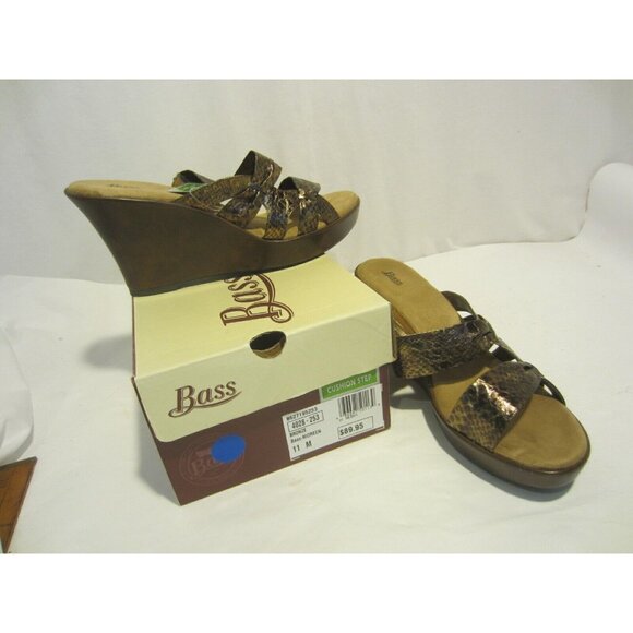 BASS Moreen wedge cushion step sandals shoes Women 11 NWT $90 Bronze - Picture 1 of 7